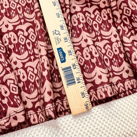 Prana Aztec All Over Print Activewear V-Neck Sleeved Dress - Burgundy / Cream - Picture 10 of 10